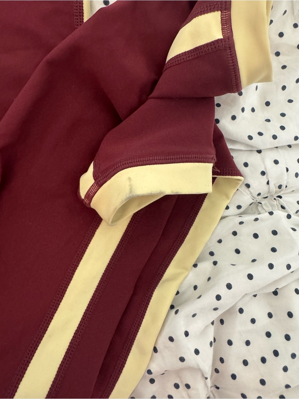 The Upside Burgundy Joggers with Yellow & Tan Side Stripes - Picture 7 of 10